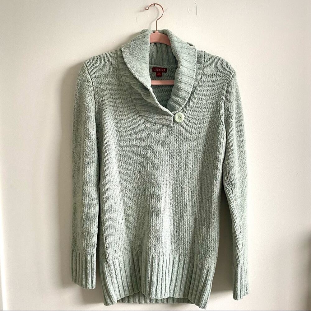 Cozy Mint Green Cowlneck Microfleece Sweater